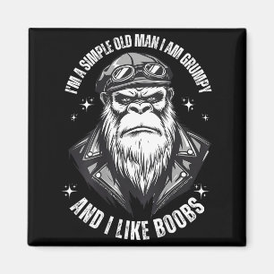 Aimant Un vieil homme simple bougon et j'aime (au dos)