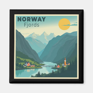 Aimant Une affiche de voyage classique nostalgique - Norv