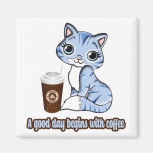 Aimant Une Bonne Journée Commence Avec Du Café Chats Et