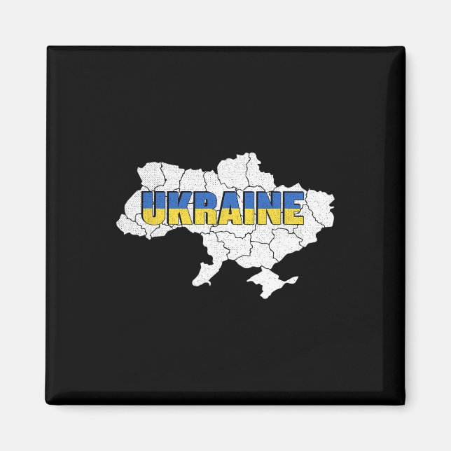Aimant Une carte ukrainienne et un drapeau de l'Ukraine  (Devant)