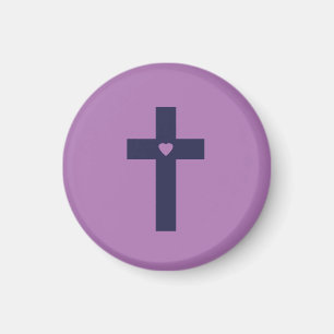 Aimant Une croix avec un cœur Art d'amour sacré