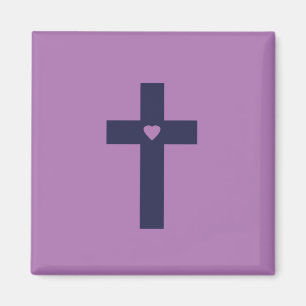Aimant Une croix avec un cœur d'amour sacré
