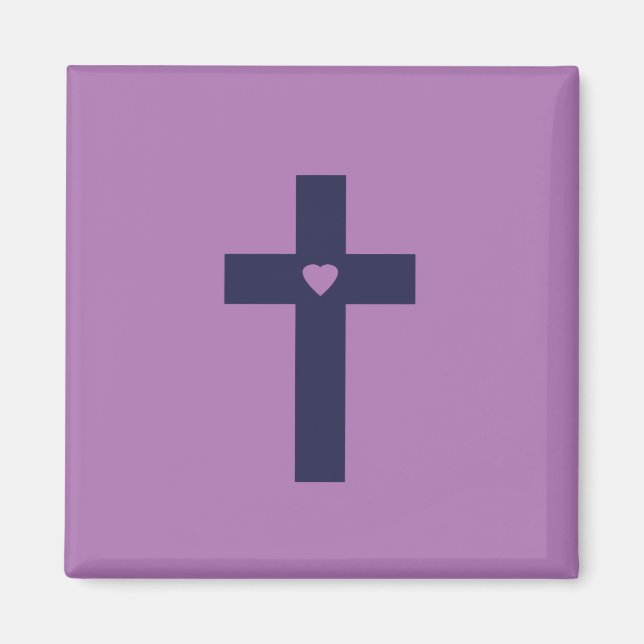 Aimant Une croix avec un cœur d'amour sacré (Devant)