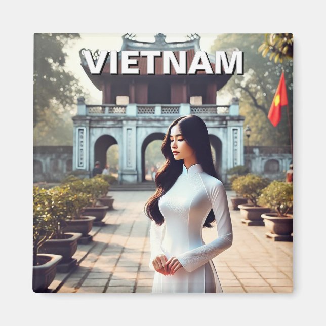 Aimant Une femme à Ao Dai Vietnam Voyage (Devant)