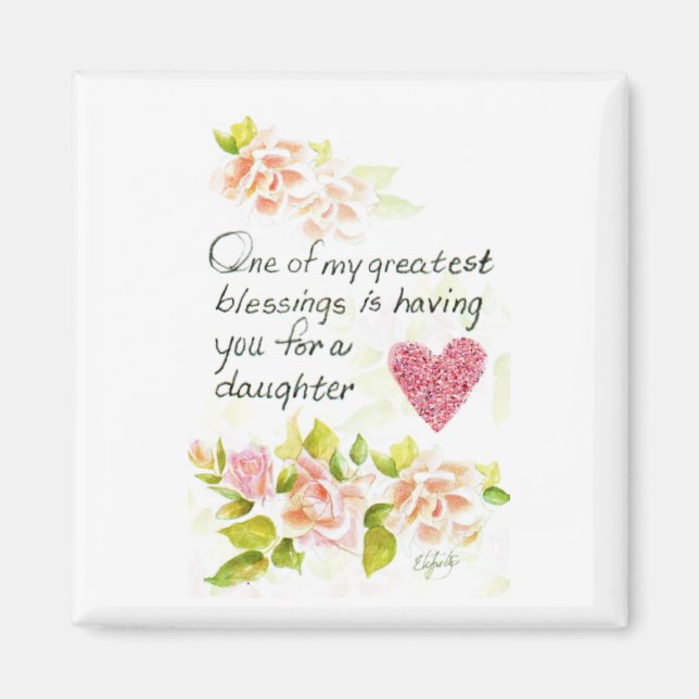 Aimant Une fille est un grand coeur rose de bénédiction d (Devant)