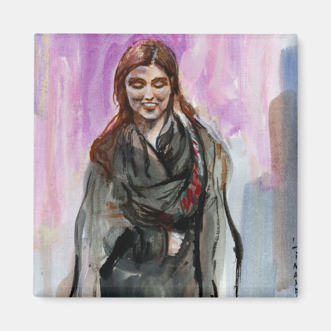 Aimant Une fille souriante en noir (Devant)