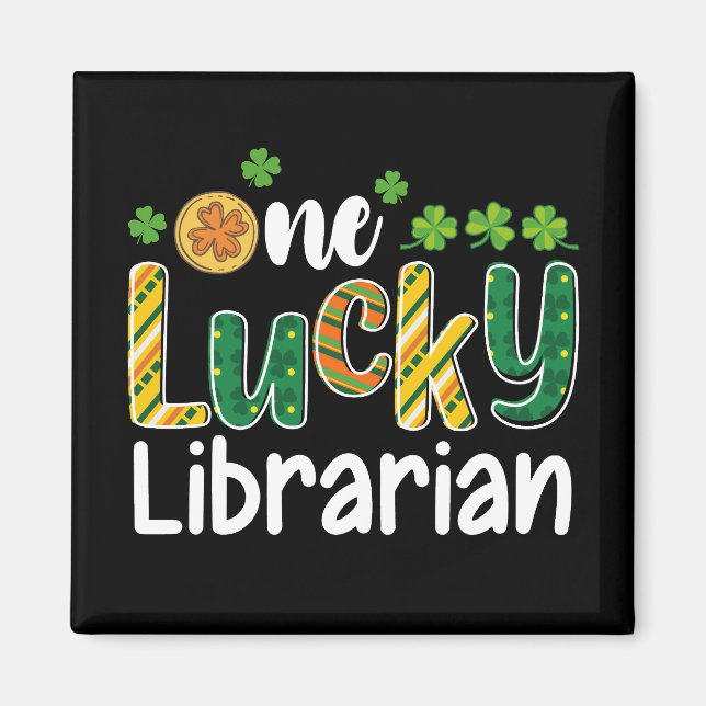 Aimant Une Lucky Librarian School St Patrick's Day (Devant)