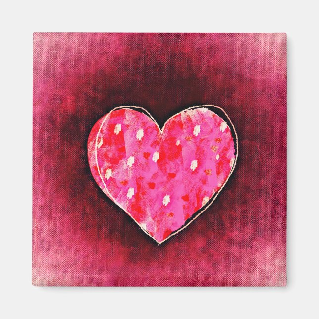 Aimant Une mignonne main tiré coeur rose sur une texture  (Devant)