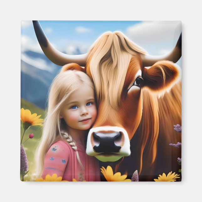 Aimant **"Une obligation des Highlands : un enfant et sa  (Devant)