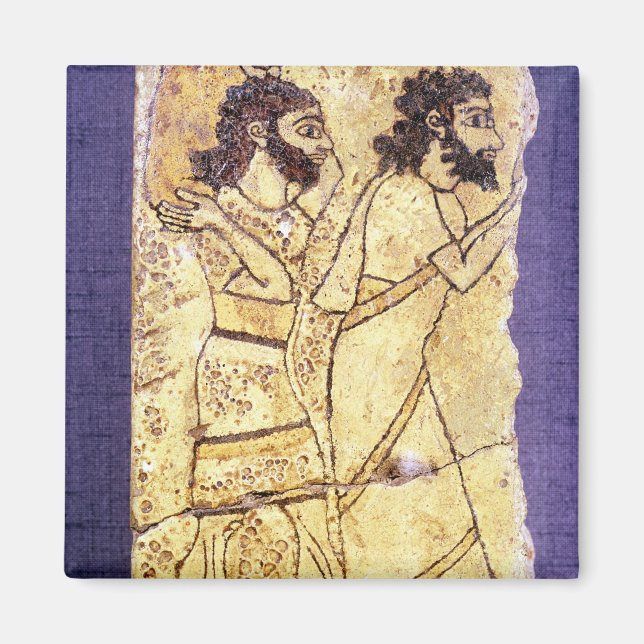 Aimant Une plaque représentant deux hommes marchant (Devant)