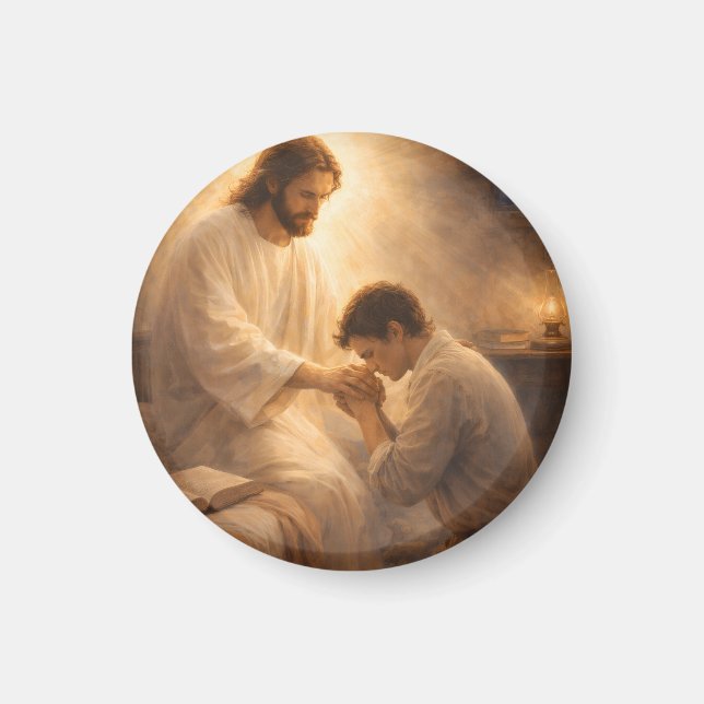 Aimant Une prière à genoux avec Jésus (Devant)