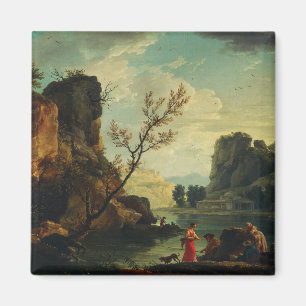 Aimant Une rivière avec des pêcheurs par Joseph Vernet