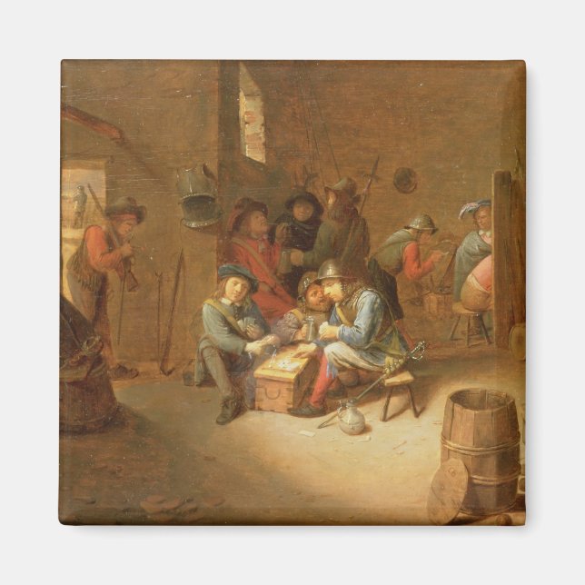 Aimant Une salle de garde intérieure avec des soldats jou (Devant)