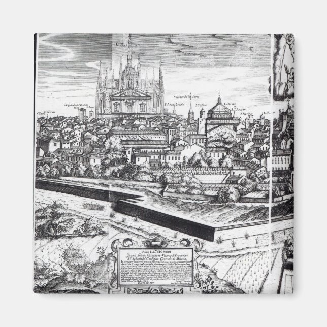 Aimant Une section d'une carte de Milan, 1640 (Devant)