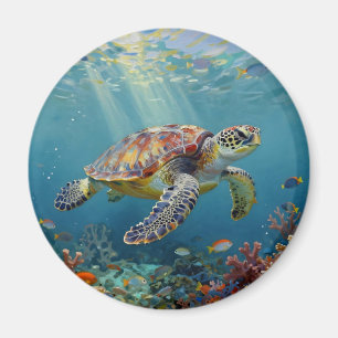 Aimant Une Tortue de Mer et des Rayons de Soleil dans l'O