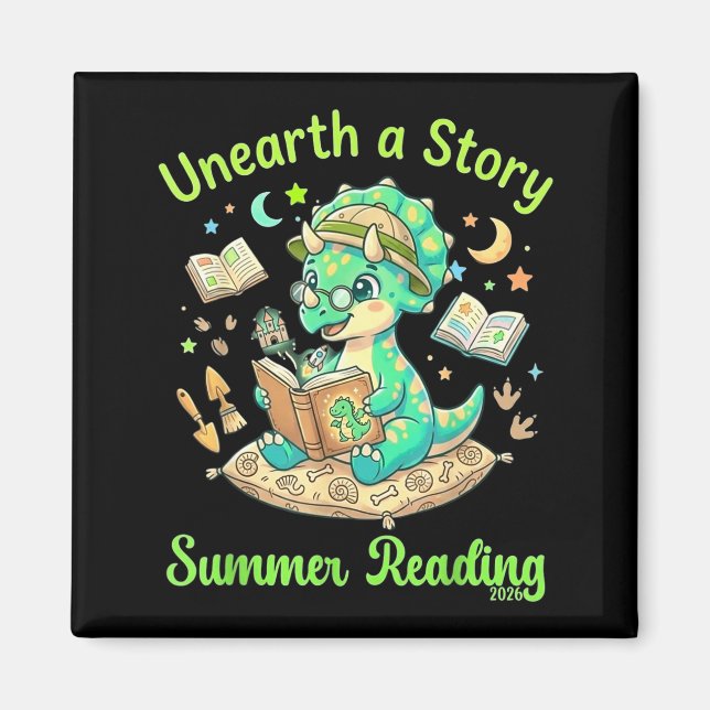 Aimant Unearth a Story Lecture d'été 2026 Triceratops (Devant)