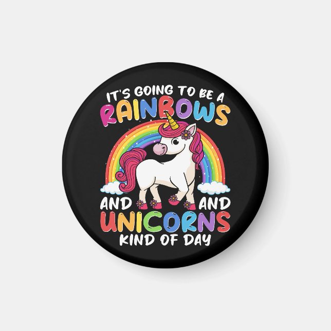 Aimant Unicorn Cute Whimsical Funny Rainbows Et Unicorns (Devant)