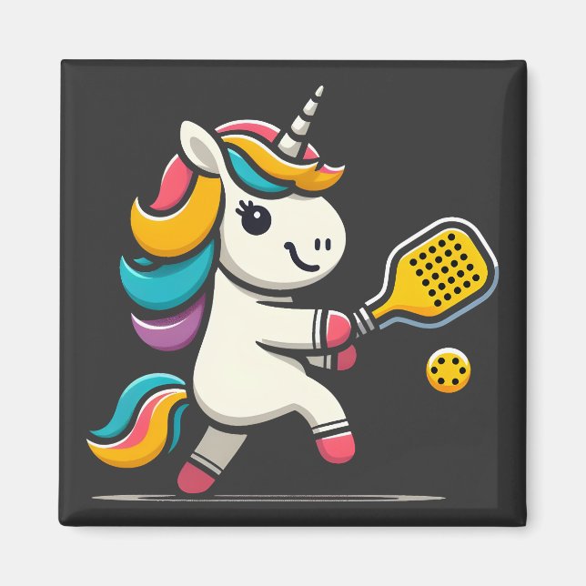 Aimant Unicorn Jouer Pickleball Joueur Lover Enfants Femm (Devant)