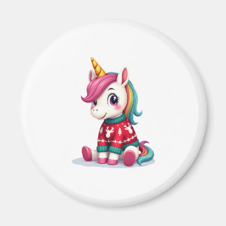 Aimant Unicorn with Christmas Sweater Unicorn Girls Chris