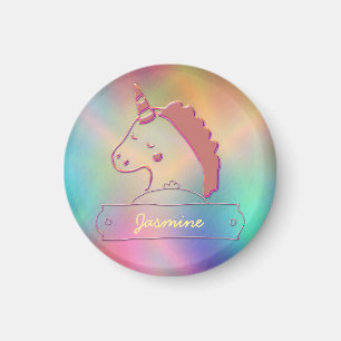 Aimant Unicorne 3D Holographique Nom personnalisé