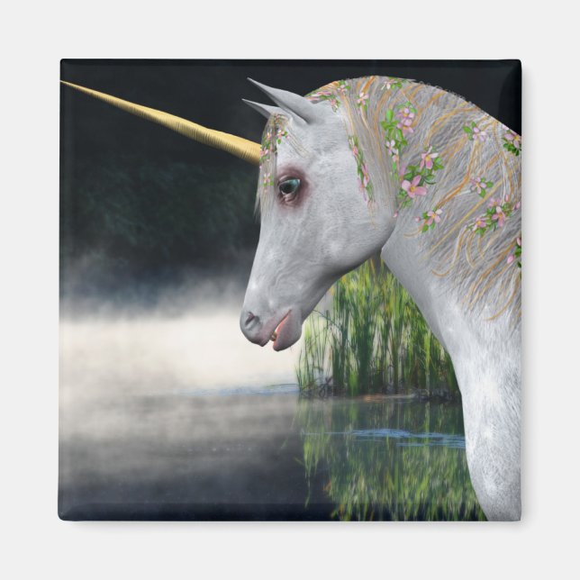 Aimant Unicorne blanche dans l'aimant Imaginaire de fond (Devant)