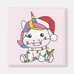 Aimant Unicorne Noël Animaux d'hiver de vacances Unicorne