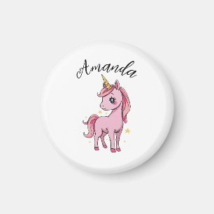 Aimant Unicorne rose mignonne Stars Nom de la fille