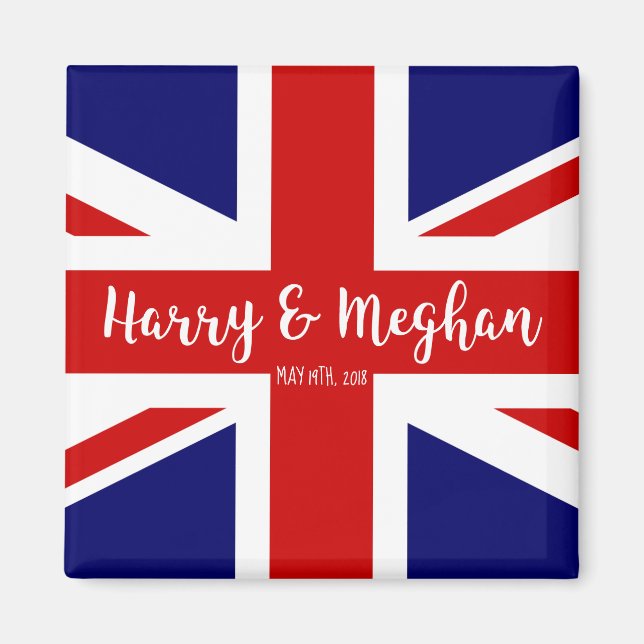 Aimant Union Jack personnalisée | Mariage royal (Devant)