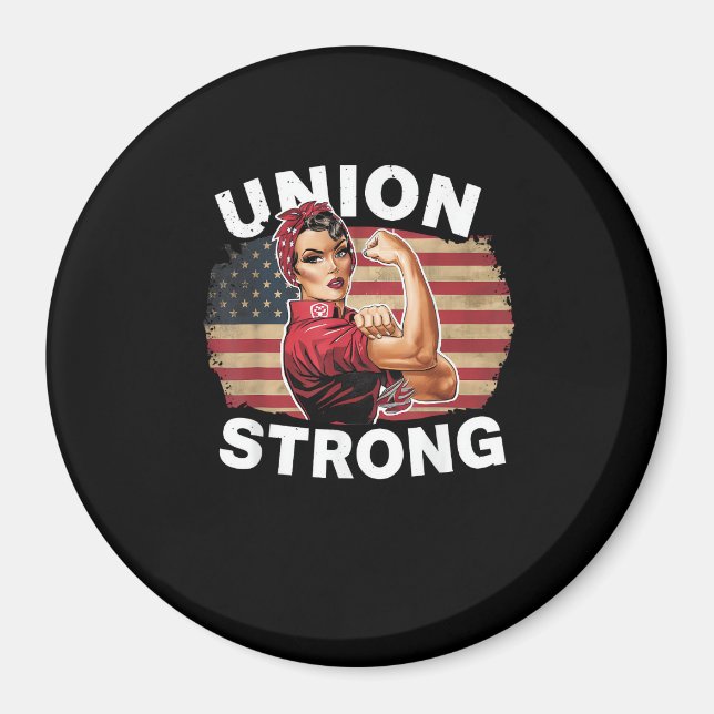 Aimant Union Strong - Fête du Travail Messy Bun USA Drape (Devant)