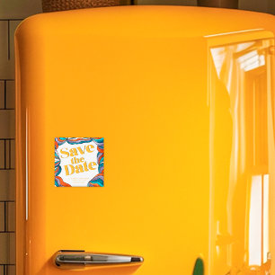 Aimant Unique Bold Boho Super rétro jaune coloré ondulée