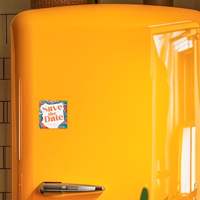 Aimant Unique Bold Boho Super Retro Wavy Enregistrer la d (Créateur téléchargé)