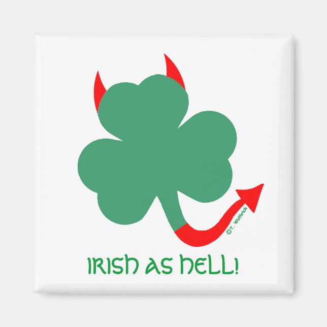 Aimant Unique Shamrock irlandais Devil Horns Spiked Tail (Devant)