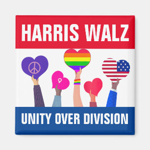 Aimant Unité sur la division Harris Walz Tim Walz Rouge B