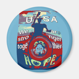 Aimant United in Hope : Stronger Together - USA Art Print