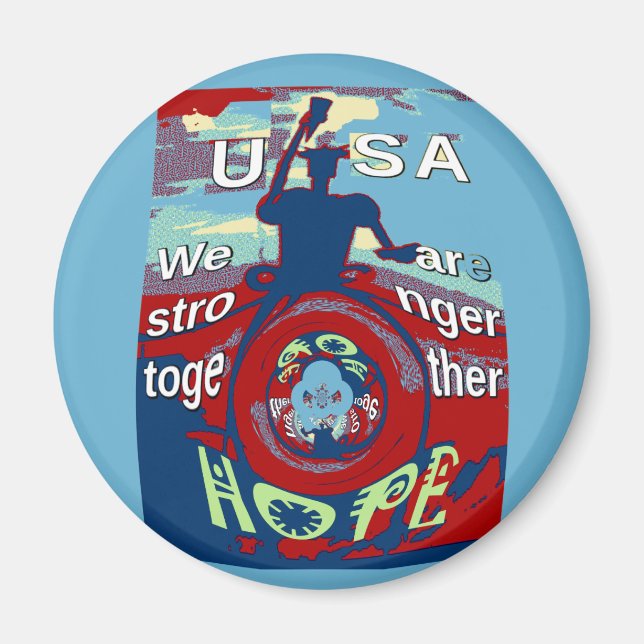 Aimant United in Hope : Stronger Together - USA Art Print (Devant)