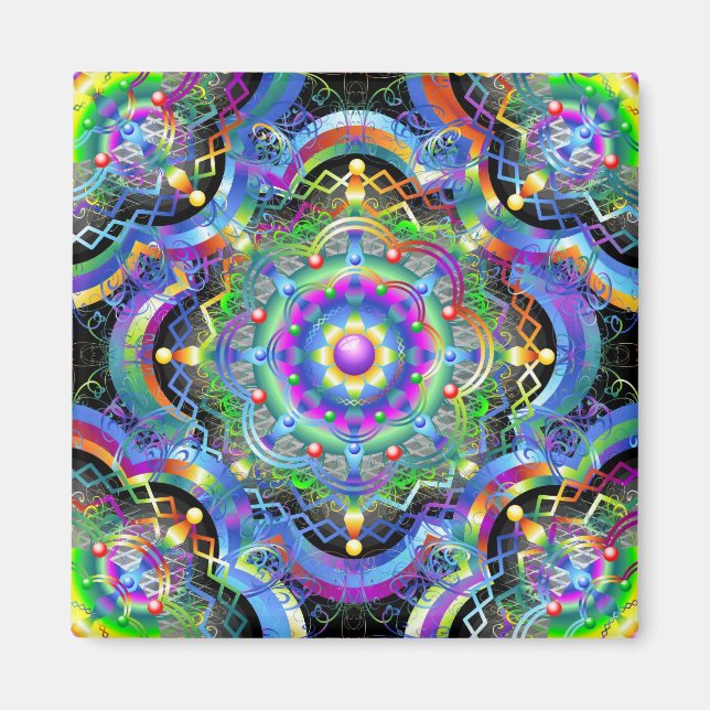 Aimant Univers Mandala Couleurs Psychédéliques (Devant)