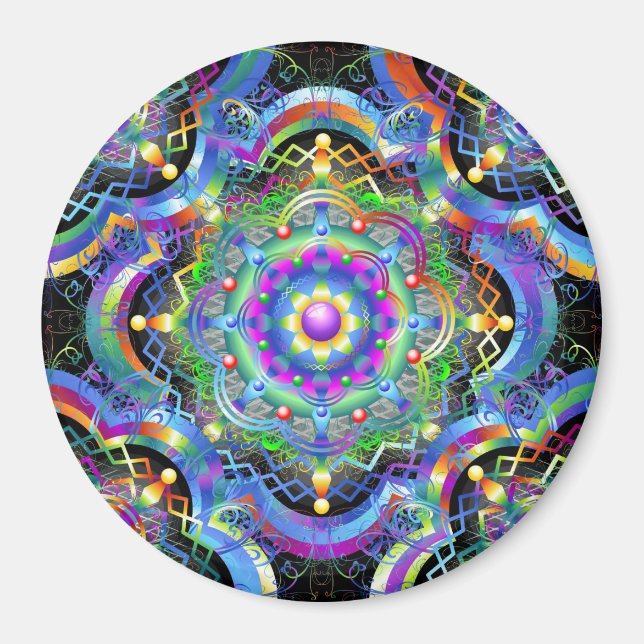 Aimant Univers Mandala Couleurs Psychédéliques (Devant)