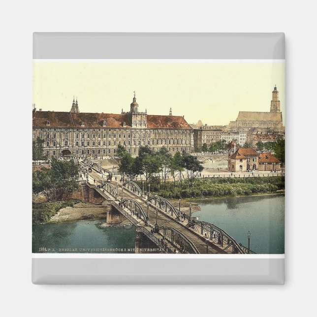 Aimant Université avec pont, Breslau, Silésie, Allemagne (Devant)