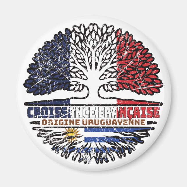 Aimant Uruguay FRANÇAIS FRANÇAIS Drapeau des racines d'ar (Devant)