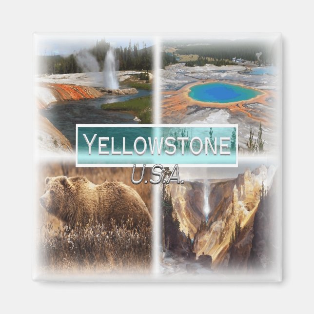 Aimant US0149 Amérique, États-Unis, Yellowstone, réfrigér (Devant)