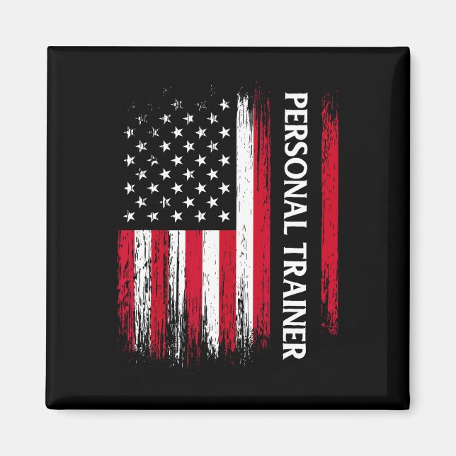 Aimant Us American Flag Personal Trainer Fitness Instruct (Devant)