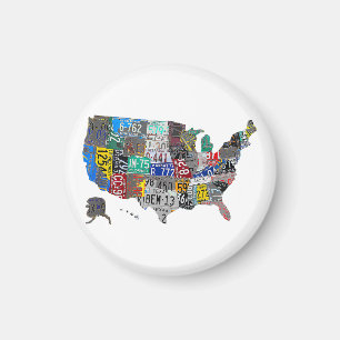 Aimant US American United States Map Flag License Plate A