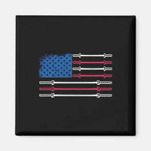 Aimant Us Drapeau Poids Barbell Patriotic Love Fitne