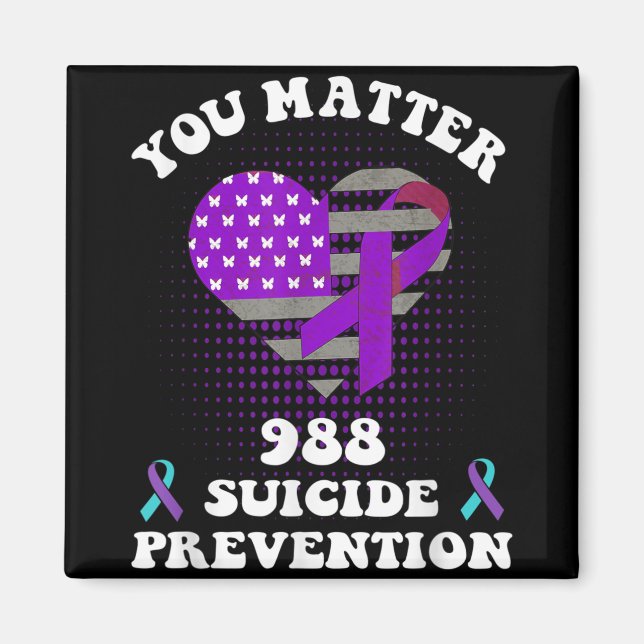 Aimant Us Flag You 988 Suicide Prevention Awareness Ribbo (Devant)