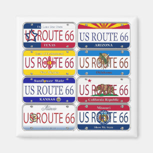 Aimant US ROUTE 66 Toutes les 8 États Plaques de vanité