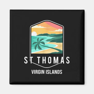 Aimant Us Virgin Islands Plage Coucher de soleil Palm Tre