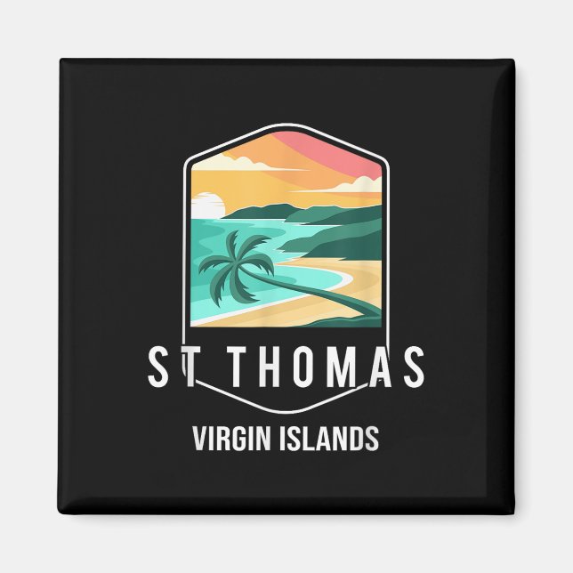 Aimant Us Virgin Islands Plage Coucher de soleil Palm Tre (Devant)