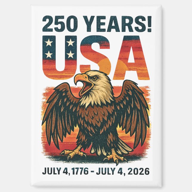 Aimant USA 250 Years - Patriotic Bald Eagle 4 juillet 202 (Recto)