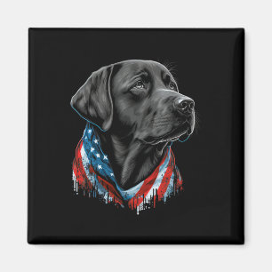 Aimant Usa 4 juillet Noir Patriotique Américain Labrador