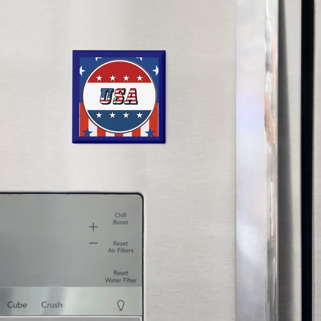 Aimant USA - Drapeau américain et étoiles dans le cercle  (In situ (réfrigérateur))